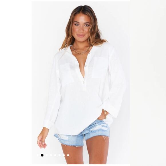 Show Me Your Mumu SMYM white Stayton long sleeve tunic top NEW SMALL - Picture 4 of 9